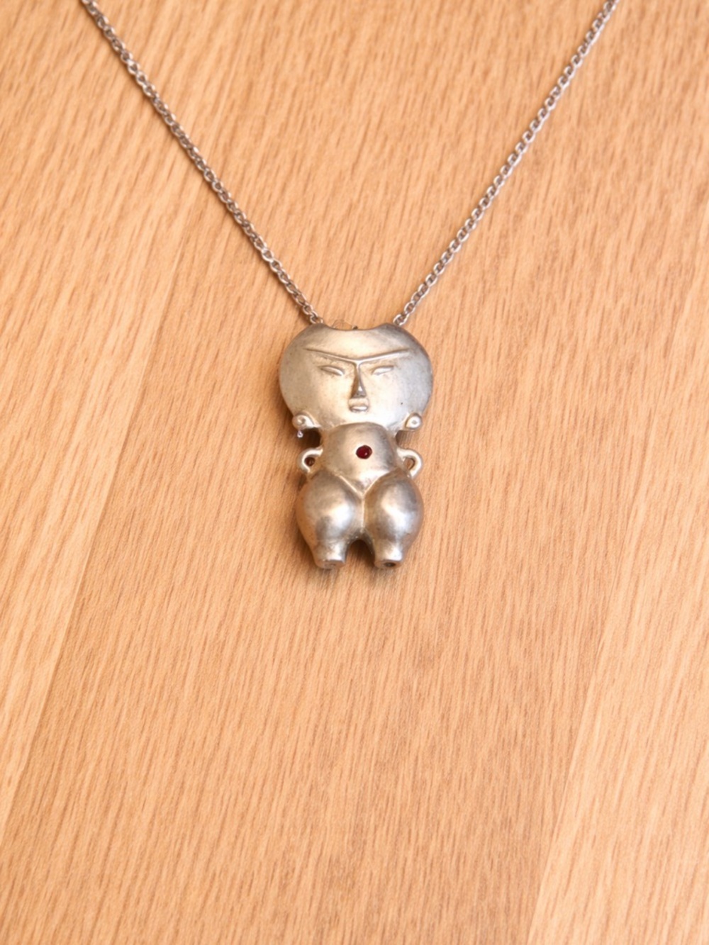Vintage Silver Tone Figurine Pendant Necklace – Cute Character Charm Necklace